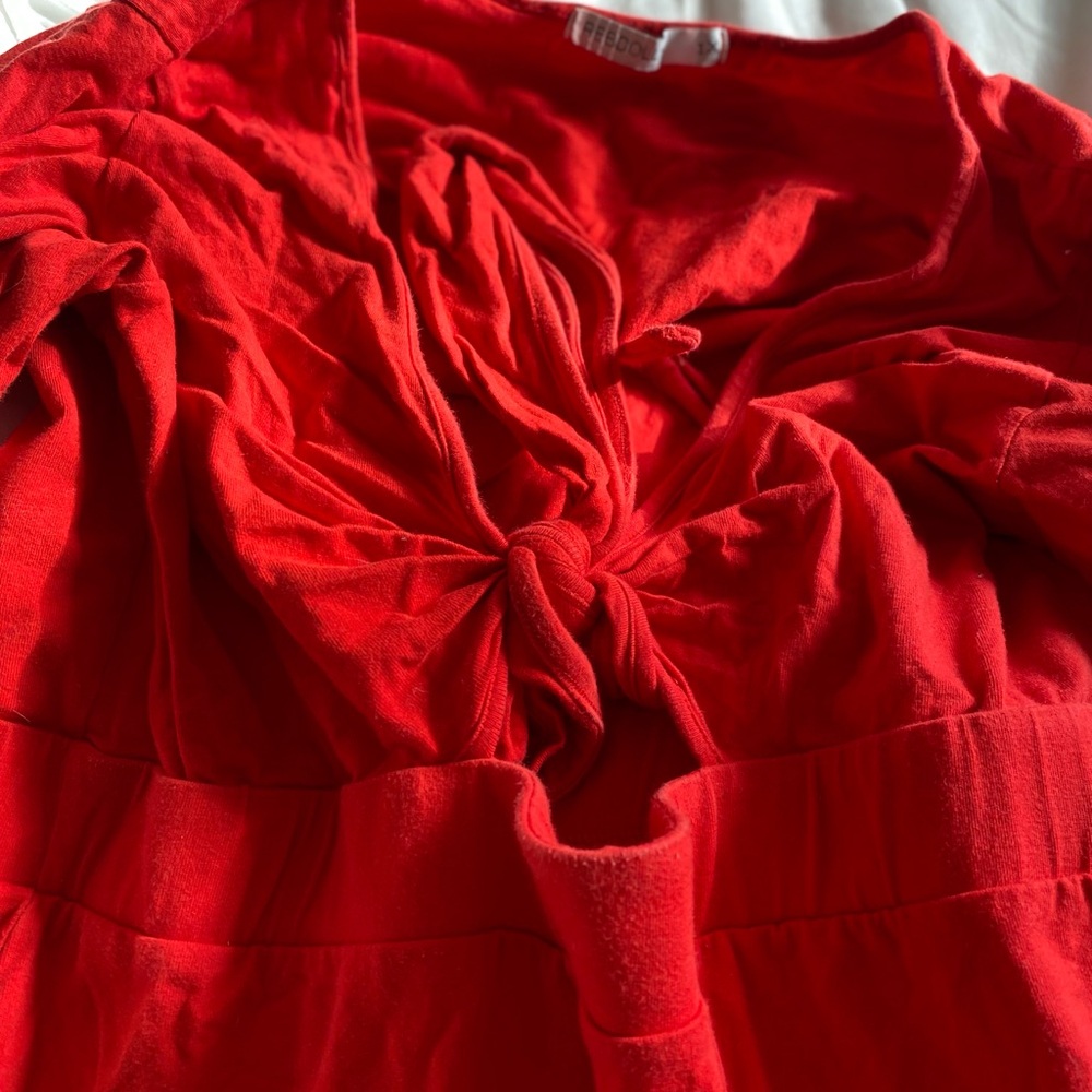Red Knotted Front Dress